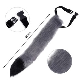 baotongle Fox Ears and Tail Costume Set, One Size, Grey and black