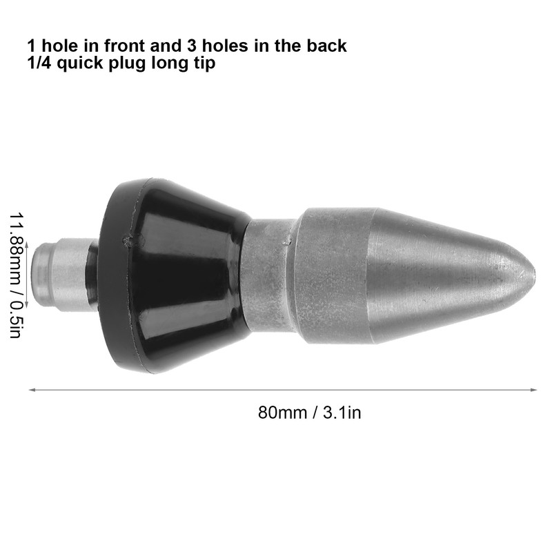 Pipe Dredging Nozzle 1/4in Drain Outlet Cleaning Quick High Pressure