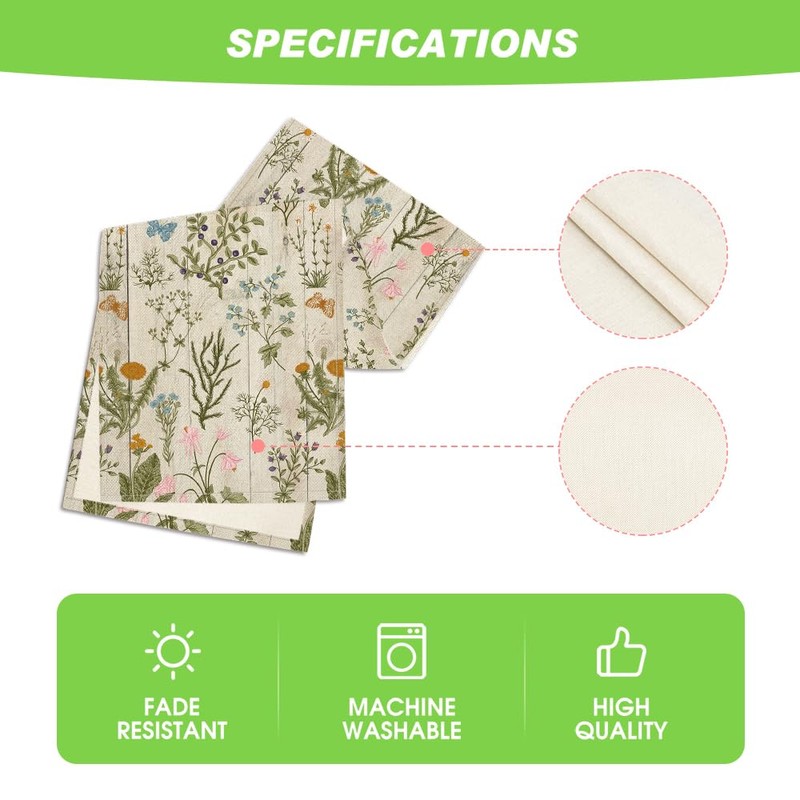 Artoid Mode Wood Wild Flowers Floral Spring Table Runner,Seasonal Summer