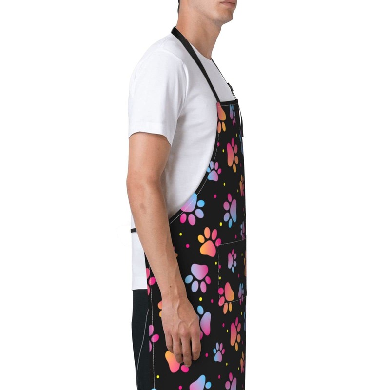 Yipaidel Dog Paw Adjustable Bib Apron Waterproof Kitchen Cooking Baking