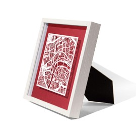 O3 DESIGN STUDIO London Paper Cut Map framed, White map, White frame, 9x9 inches, Gift Boxed, 4 background color, self-changing, Paper Art