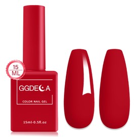 GGDECA 15ml Red Gel Nail Polish,1Pcs Red Gel polish,Red Color Nail Polish Gel, High Gloss U V Soak Off Nail Gel Polish, DIY Sparkle French Manicure Salon