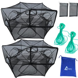 Drasry Fishing Trap Foldable Fish BaitNet for Minnow Crab Crayfish Crawdad Shrimp Trap Cage Collapsible Easy Use Fishing 6