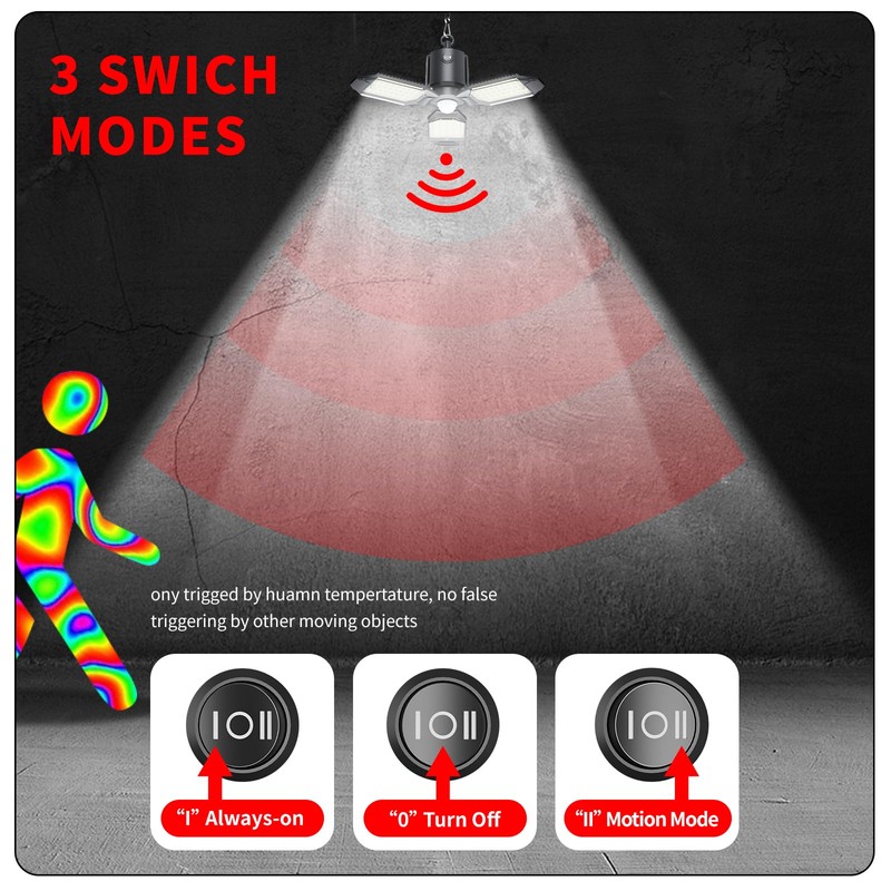 Craftersmark Plug in Garage Light Motion Sensor, 80W 8000LM Motion