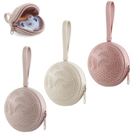 PandaEar 3 piezas portachupetes de silicona | Estuche para chupetes de viaje | Bolsa universal para chupetes | Bolsa de chupetes para llevar | Libre de BPA, Rosa., S