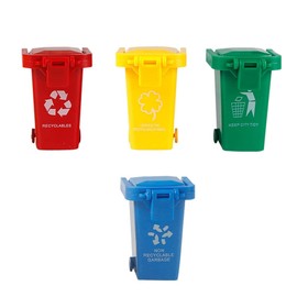 Happyyami Garbage Bin Garbage Bin Trash Can : 4pcs Vehicles Garbage Can Kids Push Garbage Trucks Trash Can Mini Curbside Vehicle Garbage Bin For Garbage Sorting Party 4PCS Desk Bin Child Desk