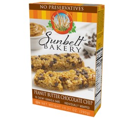 Sunbelt Bakery Peanut Butter Chocolate Chip Chewy Granola Bars, 10 Bars In Each Box, No Preservatives (3 Boxes)