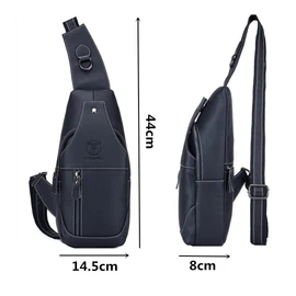 Men's Sling Bag Genuine Leather Chest Shoulder Backpack Cross Body Purse Water Resistant Anti Theft For Travel Hiking School