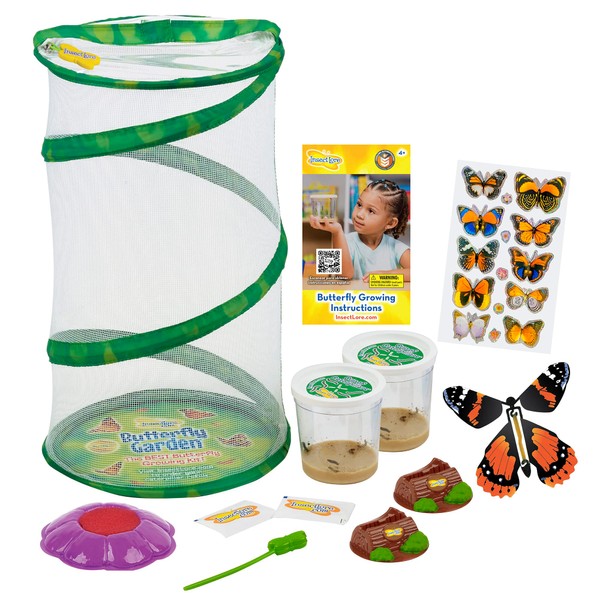 Mini Butterfly Garden Gift Set Two Live Cups of Caterpillars – Life Science & STEM Education - Best Birthday Gift, for Boys & Girls Age 4 5 6 7 8 Years Old