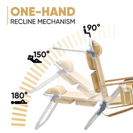 2 Pack Aluminum Beach Chair for Adults with 5-Position Classic Lay Flat, Lightweight Folding Backpack Beach Chair with 2 Cooler Bag, Towel Bar, Cup Holder & Phone Holder for Outdoor, Camping, Lawn