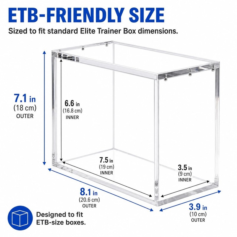 ETB Protector Case Magnetic Lid Acrylic Display Box Elite Trainer