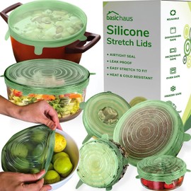 Reusable Silicone Stretch Lids for Food Storage in Fridge - Elastic Heat-Resistant Bowl Covers, Cups, Cans, Jars - Universal Food Grade Lid for Containers