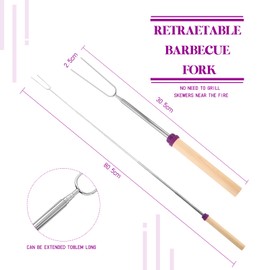 Barbecue Skewer Set, 8 Pieces Stainless Steel Barbecue Skewers, Roasting Sticks, Telescopic Barbecue Skewers, Stainless Steel, Meat Skewers for Meat and Vegetables, Kebab Skewers, with Insulated