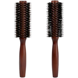 Cepillo de cerdas de jabalí redondo con mango de madera, ideal para peinar cabello medio a largo, grueso, fino, rizado o liso, mejora el volumen y el 