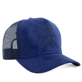 Urban Effort - Gorra de malla trasera para hombres y mujeres, gorra de béisbol de 5 paneles, gran cierre para caza y senderismo, Azul, Medium