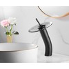 Waterfall Black Bathroom Vessel Faucet Glass Spout 360° Swivel Single