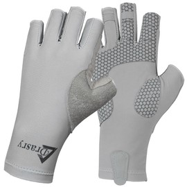 Drasry UV Protection Fishing Fingerless Gloves Men Women UPF 50+ SPF Gloves for Fishing Kayak Paddling Hiking Sailing Rowing Sun Gloves Dark Gray L