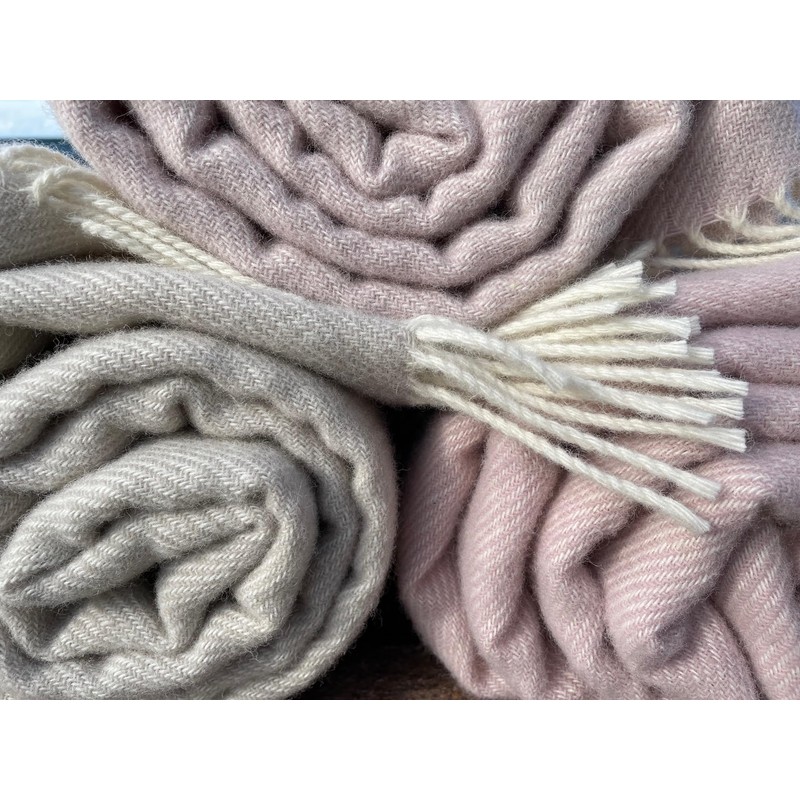 JOWOLLINA Plaid Wool Blanket with Fringes 100% Virgin Wool (145