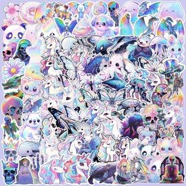 Huaxintoys Aesthetic Sticker Pack, Unicorn Stickers, Animals Stickers, Purple Magic Stickers, Punk Stickers for Laptop, Motorcycle, Bicycle, Skateboard, Suitcase, DIY Party Supplies (Pack of 100)