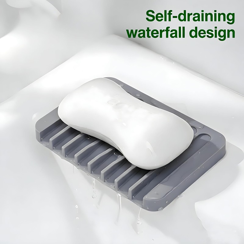 2pcs Self Draining Soap Holder Rack, Advanced Silicone Soap Dish