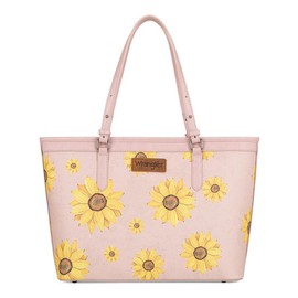 Wrangler Sunflower Print Tote Bag Shoulder Purse shoulder  bags work  bag Large Capacity Women's Solid Tote Bag Large Hobo Bag for Women Large Capacity Women's Tote Bawoman women  bag fashionable shoulder bag Women's Casual Crossbody Bag - Color: Pink