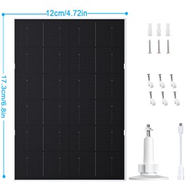 VUEBEE 4W Solar Panel for Bird Feeder Camera, USB-C Charging Cable with Micro USB Adapter, IP66 Waterproof, 360° Adjustable Mount, 9.8FT Cable