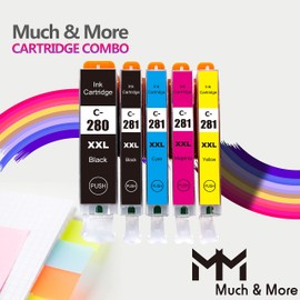 MM MUCH & MORE Compatible 280 281 Ink Cartridge Replacement for Canon PGI280XXL CLI281XXL for PIXMA S8120 TS8220 TS9120 TR7520 TR8520 TS6120 TS6220 TTS9520 TS6320 TS9521C Printer (5-Pack,XLBBCMY)