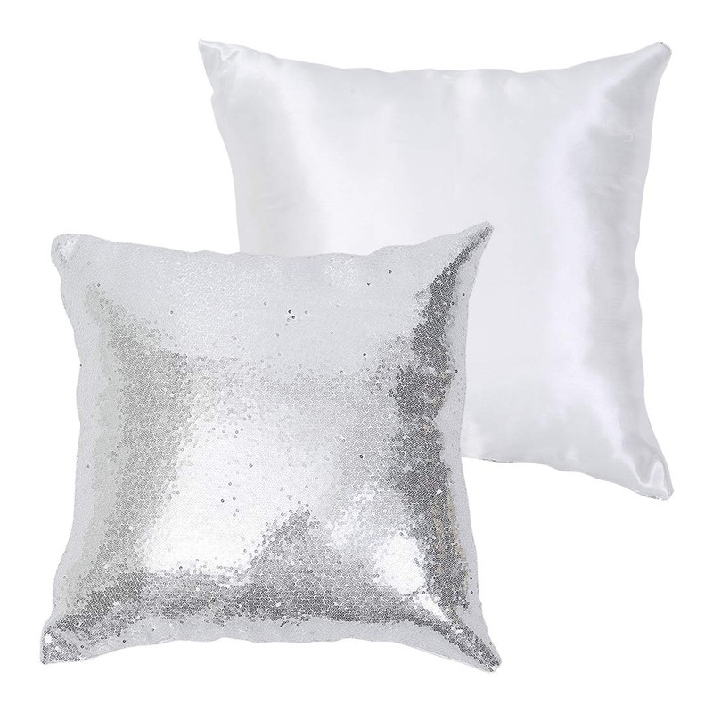 Eternal Beauty Silver 2 PCS Square Sequin Cushion Covers 18