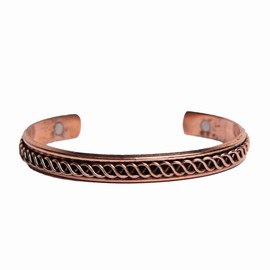 Wonder Care Cu_Brclt-P Pure Adjustable Copper Bracelet Magnetic Kada Copper Bracelet for Men Women, Copper