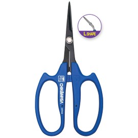 CHIKAMASA B-600SLUFB, The Precise Specialty Trimming Scissors, S/S L-Shape Blade, Fluorine Coating, for trimming plants and grapes, excellent for narrow stem-thinning inside closed and tangled spaces.