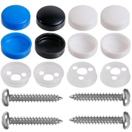 Number Plate Screws with Drill Tip, 24 Pieces, M5 x 32 mm, Number Plate Attachment with Cover Caps, Mounting Car Number Plate, Car Number Plate Holder, Car Cover Number Plate Screws Kit