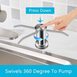 Kitchen Sink Soap Dispenser, Brushed Nickel Countertop Soap Dispenser Pump, 47" Silicone Extension Tube Connect to The Soap Bottle Directly, Say Goodbye to Frequent Refills
