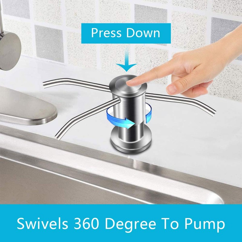 Kitchen Sink Soap Dispenser, Brushed Nickel Countertop Soap Dispenser Pump,