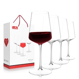 CnSneg Red Wine Glasses Set of 4, Hand Blown Stemmed Wine Glass 18oz, Crystal White Wine Glasses for Christmas, Birthday, Wedding Gift
