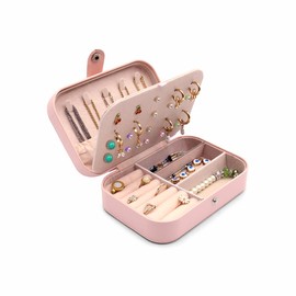 Raganet, Estuche Joyero Portatil, Alhajero de Organización con 2 Compartimientos Separados, Organizador Alajero para Aretes, Pulseras Anillos y Todo T