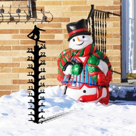 Snow Gauge, 24 Inch Iron Art Snowfall Measuring Gauge, Handmade Metal Snow Measuring Stick, Snowflake & Rain Gauges Decorative for Yard, Garden, Lawn (C# Skateboard)