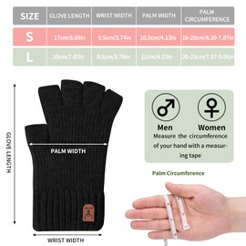 Zuimei 2 Pair Fingerless Gloves for Men Women Half Finger Gloves Thermal Winter Thick Knitted Gloves Soft Warm Gloves for Outdoor Working Running Biking Driving, L, Army green+Black