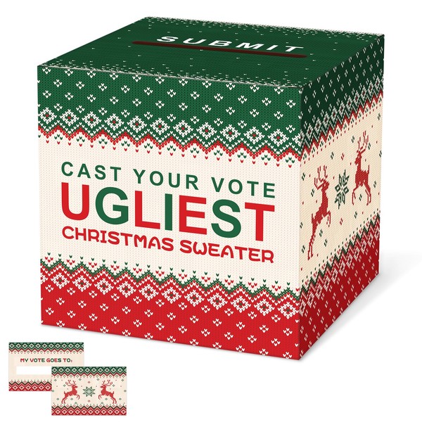 Christmas Ugly Sweater Contest Ballot Card Box, Voting Cards Box
