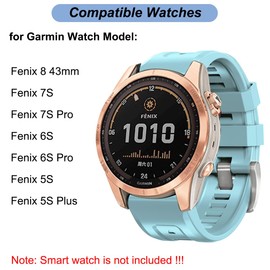 20mm Watch Band for Garmin Fenix 7S 6S 5S, Soft Silicone Band Bracelet Wristband Quick Fit for Garmin Women Smart Watch (Blue)