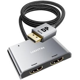 UANTIN DisplayPort to Dual HDMI Adapter | 4K 60Hz DP Source to HDMI Splitter Extended Display Adapter for Dual Monitors,Display Port Converter for NVIDIA, AMD Graphics Card