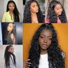 Hxxcoup Human Hair Wig Water Wave Natural Black 13 x