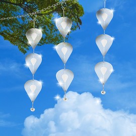 Reflective Super Sparkly Garden Decoration Set,3D Metal Wind Spinners with Little Bell,Bird Deterrents for Outside,Bird Deterrent Devices for Yard,Terrace,Garden,Patio and Farm Decor(Teardrop)