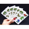 Premium Reptile Temporary Tattoos, Party Favors: Crocodile, Turtle, Frog, Chameleon,