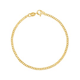 Modabilé women's yellow gold plated bracelet made of 925 sterling silver (15 - 22 cm long, 1.85 mm wide), silver bracelet curb chain 925 without pendant, gold bracelet with case, made in Europe, Gold-Plated Silver, Yellow