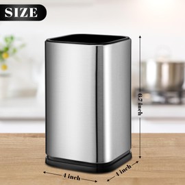 BEWOS Stainless Steel Utensil Holder, Kitchen Utensil Holder for Organizing Cookware, Silverware, and Spatulas, 6.7''Large Round Cooking Utensil Crock, Dishwasher Safe