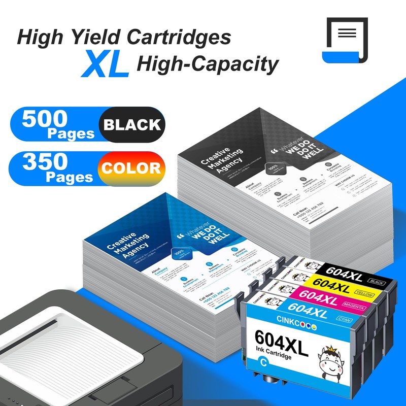 CINKCOCO 604XL Printer Cartridges Multipack Compatible with 604 Cartridges for