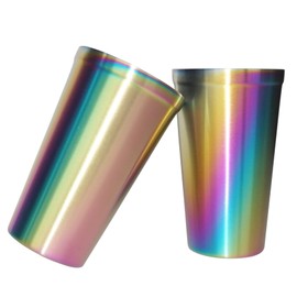Copas aislantes de doble pared de acero inoxidable (juego de 2) apilables, tazas de café, tazas de té, vasos de cerveza enfriadores, ideales para niños, para viajes, exteriores, camping y todos los