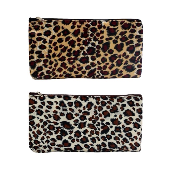 BAUIOREAD 2 Piece Leopard Print Makeup Bag,Small Makeup Bag for