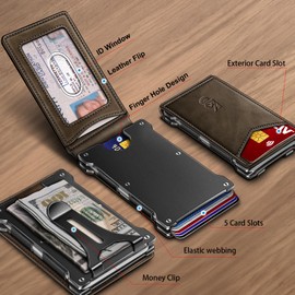 KEMISANT Men Wallet- Slim Wallet Money Clip For Gift Men in Front Pocket 12Cards-Metal Case with Magnetic Flip