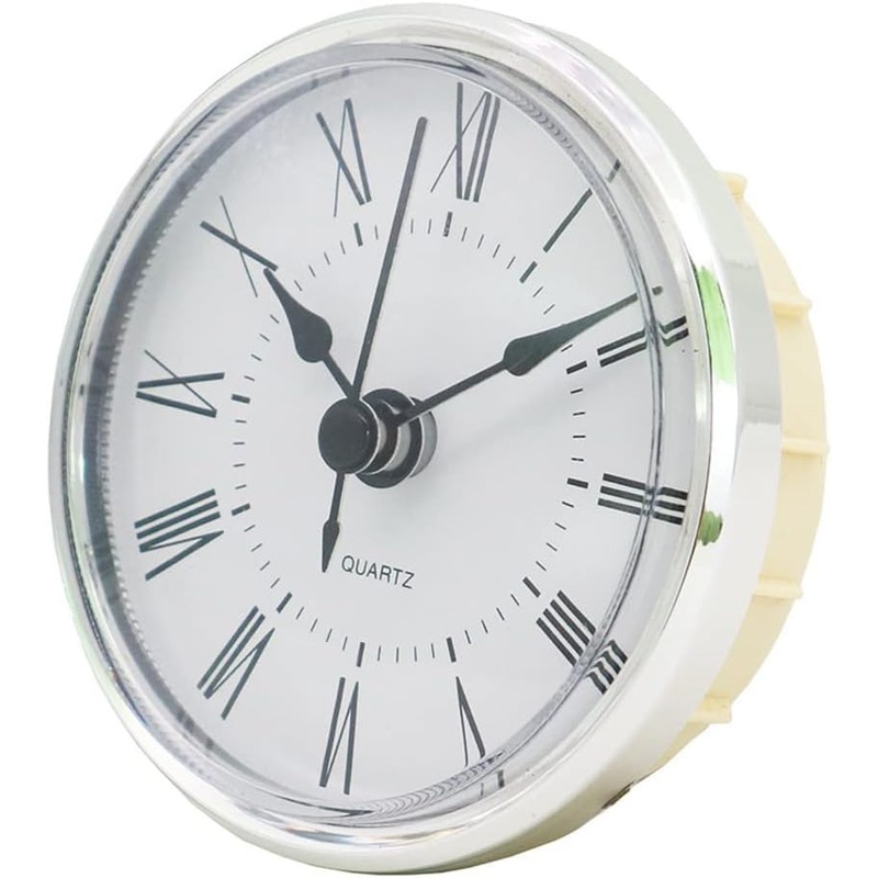 Wyjuan White Face Silver Tone Bezel 2.8Inch/70mm Clock Insert Round